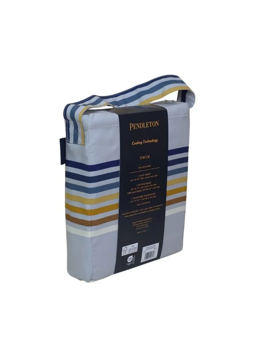 Pendleton Cooling Technology Twin Sheet Set Gray Westland Stripe Easy Care